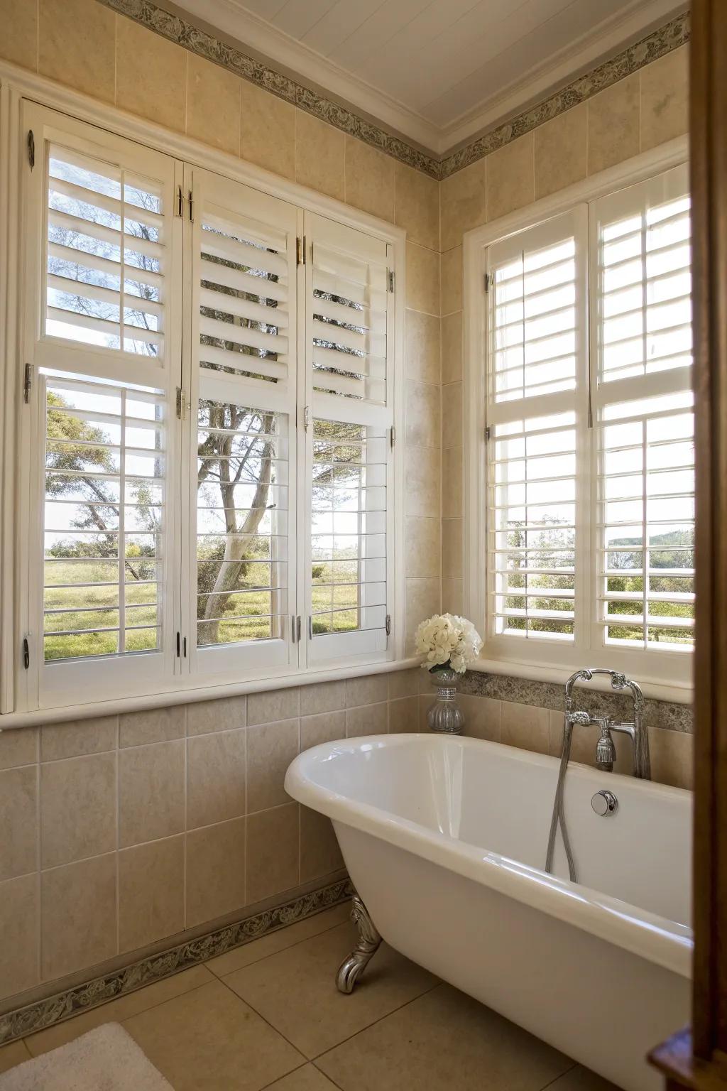 Timeless elegance: Shutters add classic charm to your bathroom.