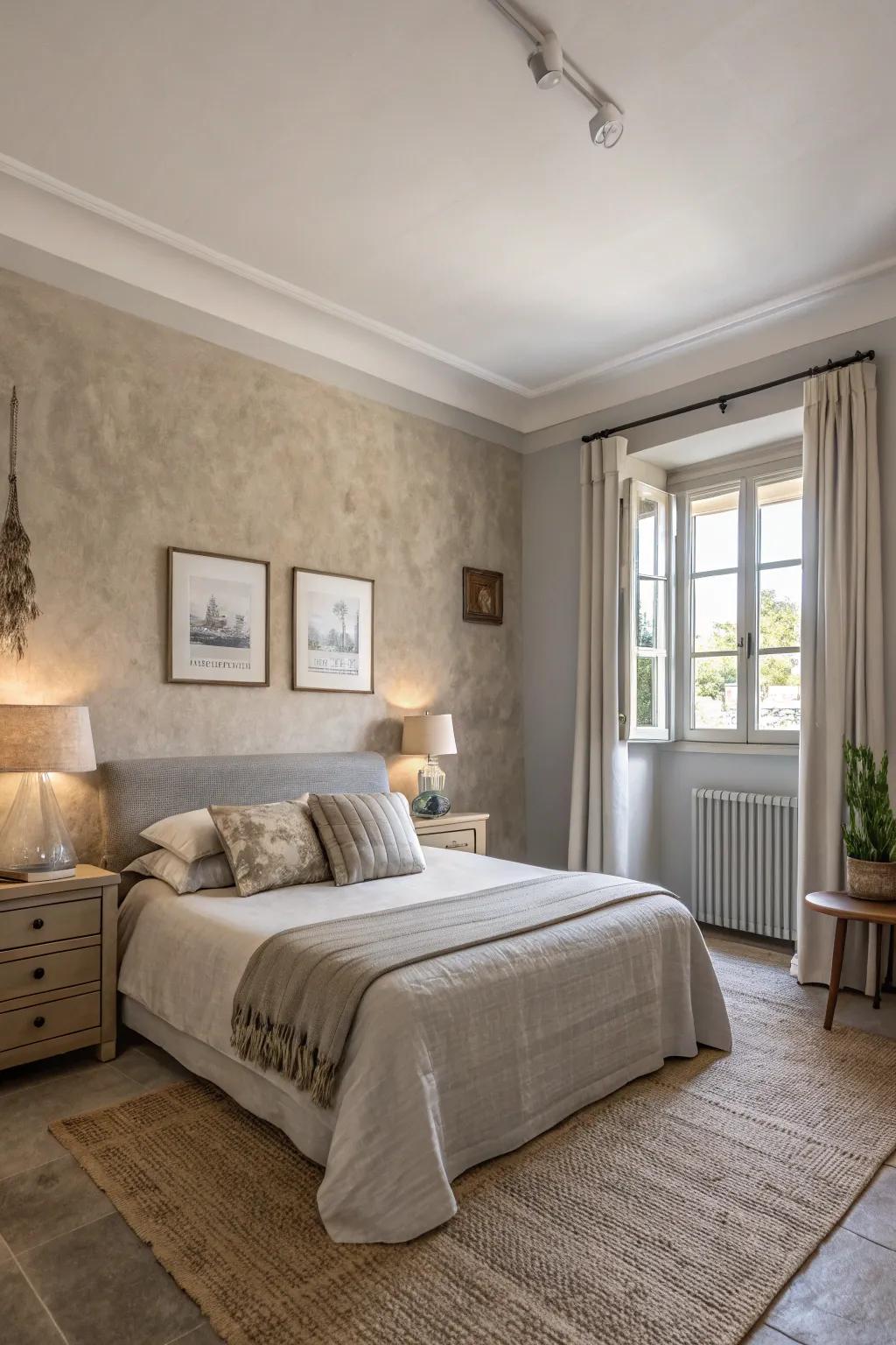 This serene bedroom showcases how a neutral palette can set the scene for ultimate relaxation.
