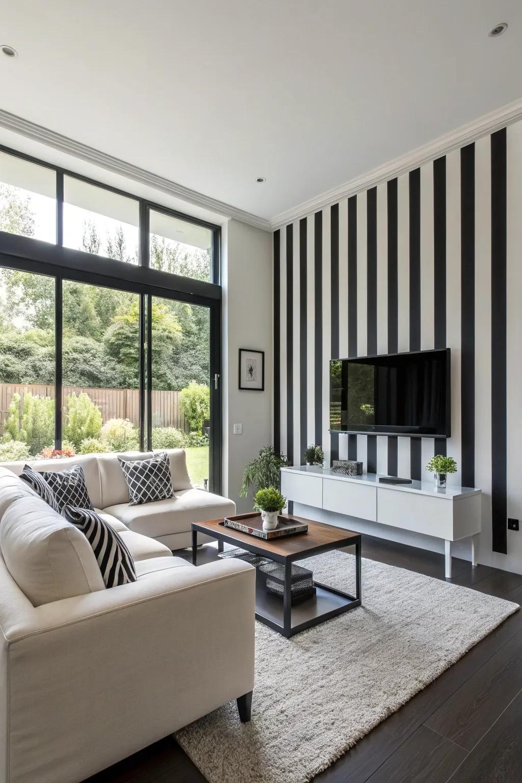 Strong stripes deliver a remarkable visual impact to any room.