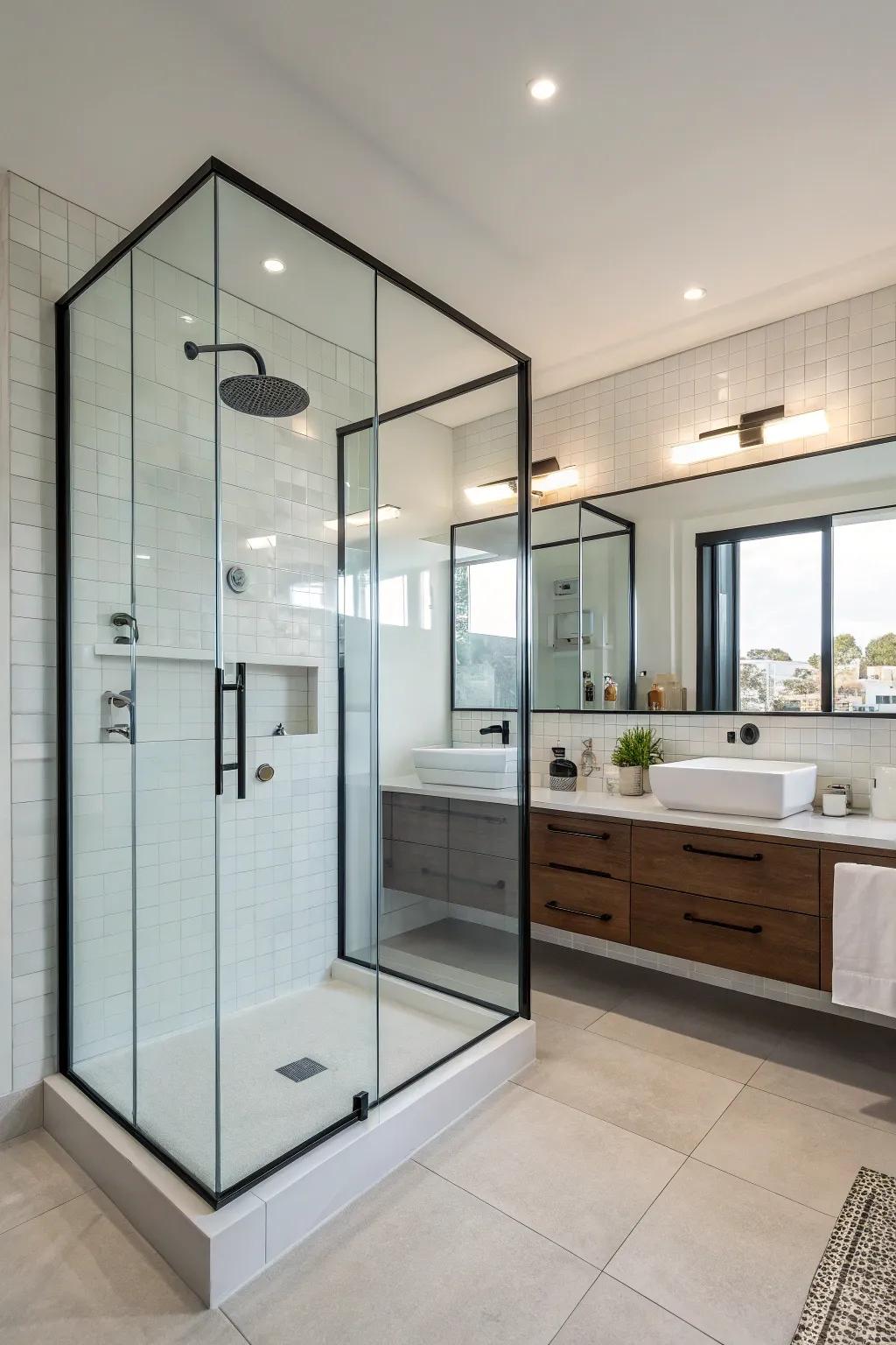 Create an expansive feel with glass surrounds.