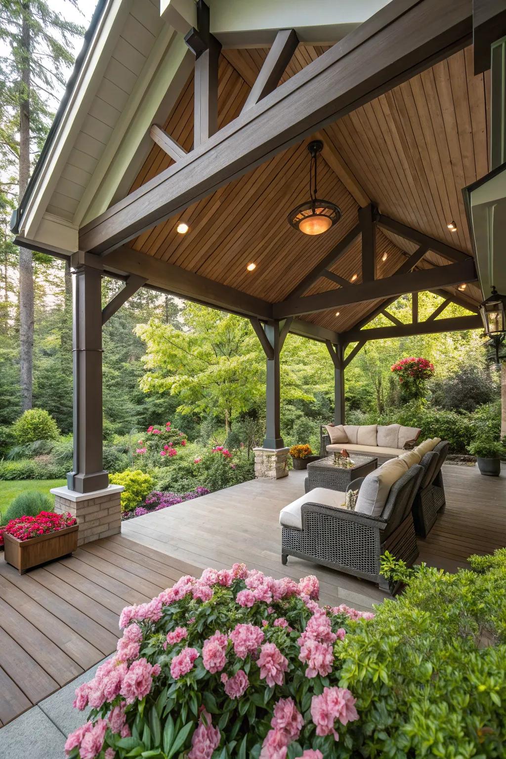 Gabled roofs offer both aesthetic charm and practical benefits for your deck.