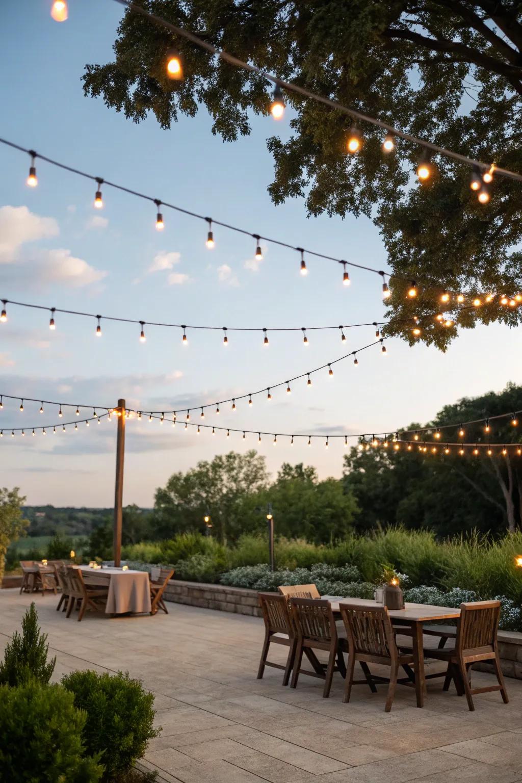 Strands of lights bring a magical glow to any open-air area.