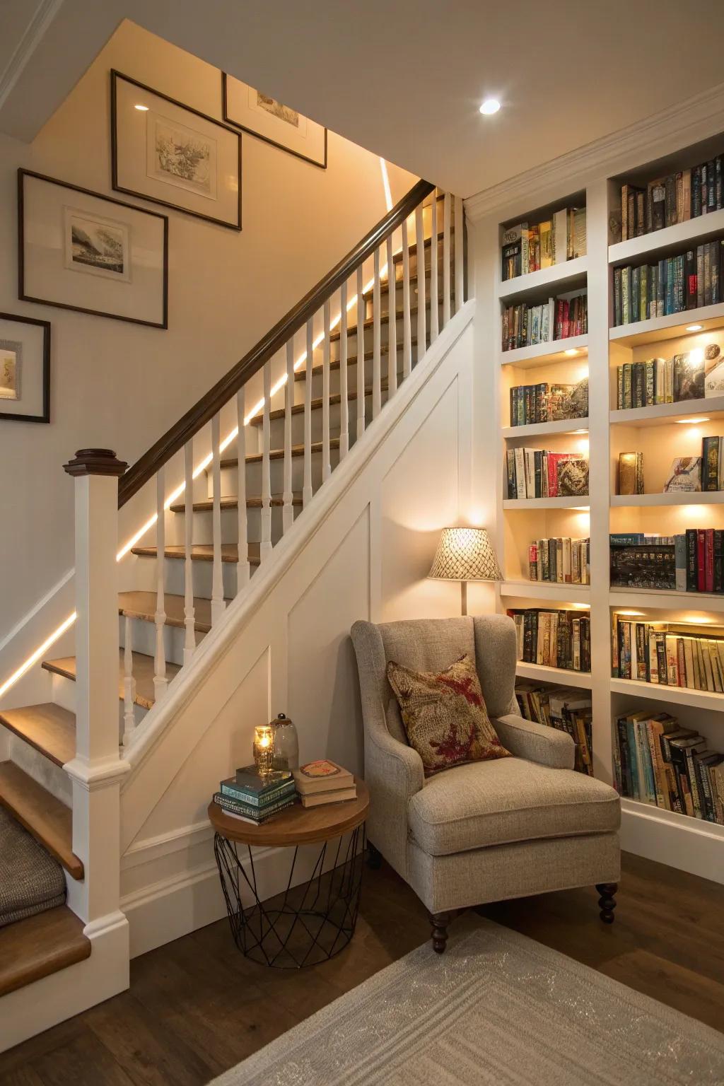 Make the most of the space under your stairs for a one-of-a-kind book storage solution.