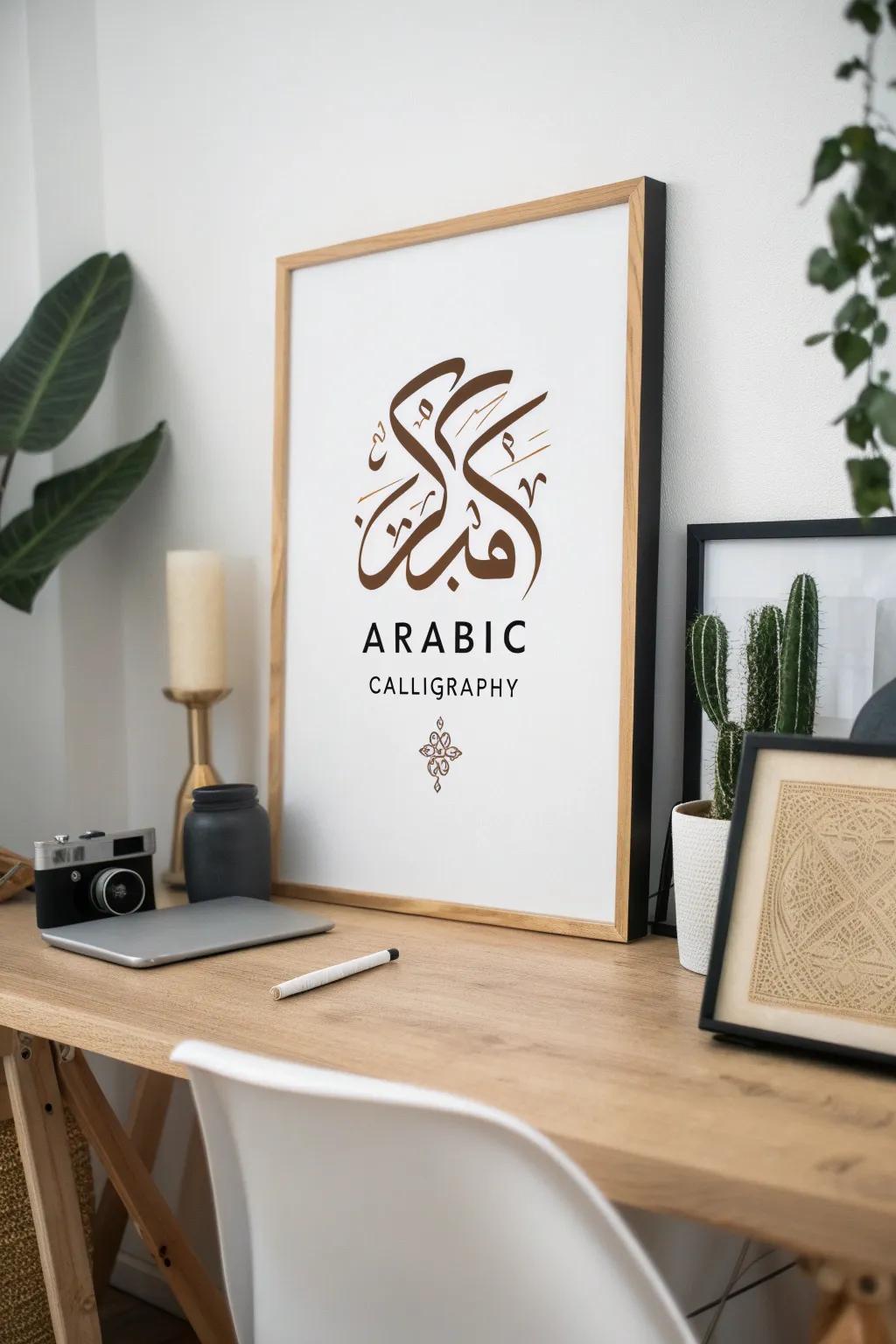 Arabic calligraphy adds elegance to any room.