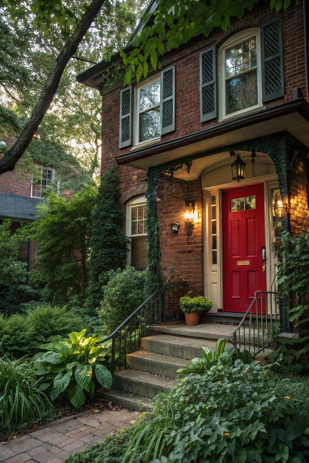 A classic red door for a timeless charm.