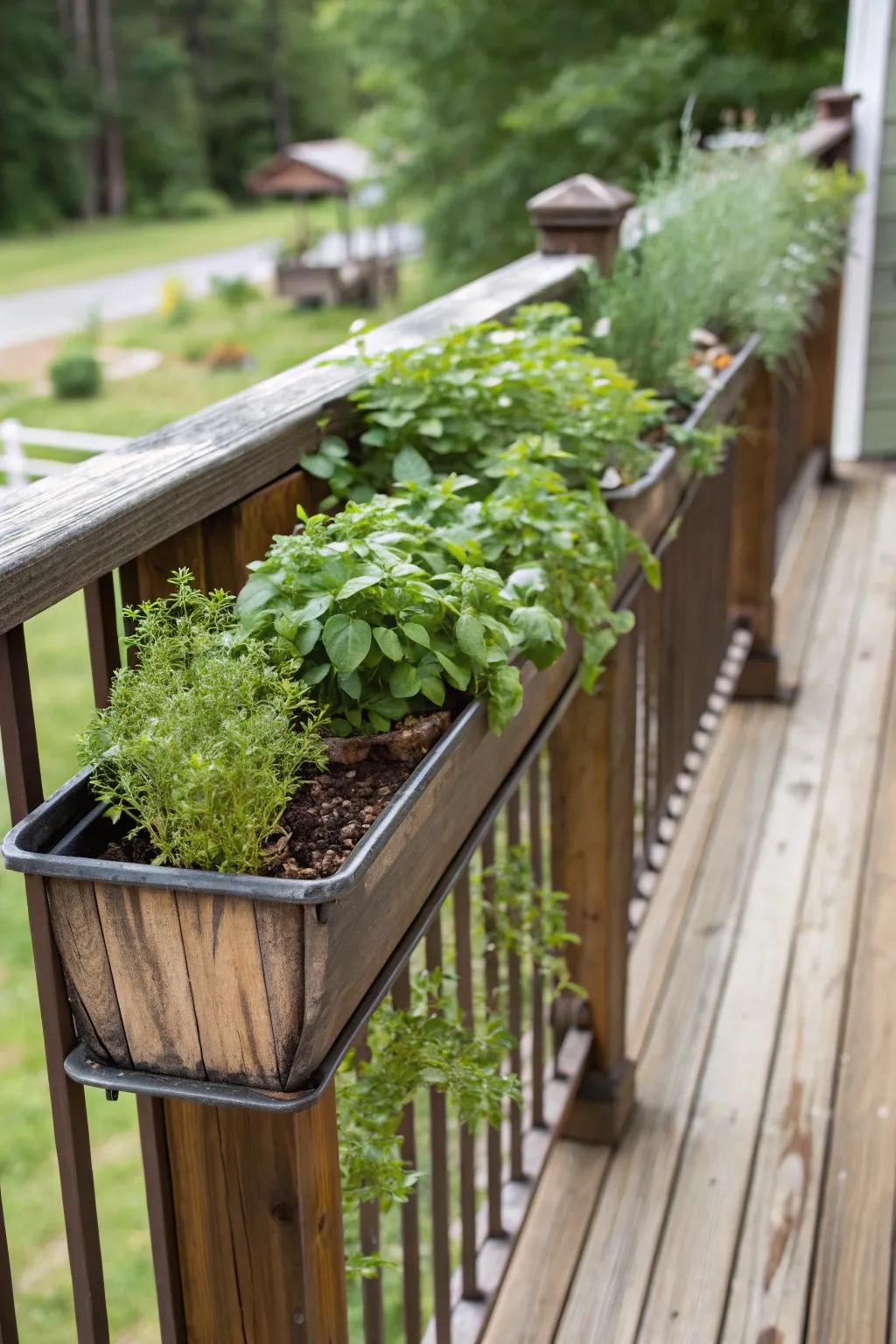 Maximize your deck space with stylish rail planters.