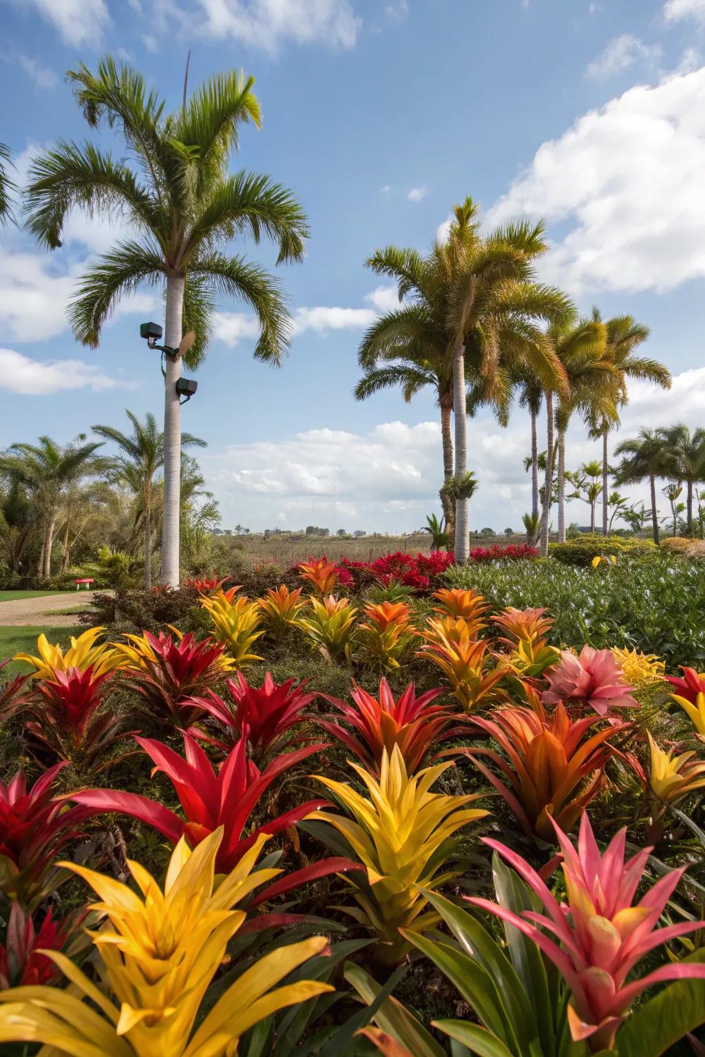 Bromeliads and palms add a tropical flair to any Florida landscape.