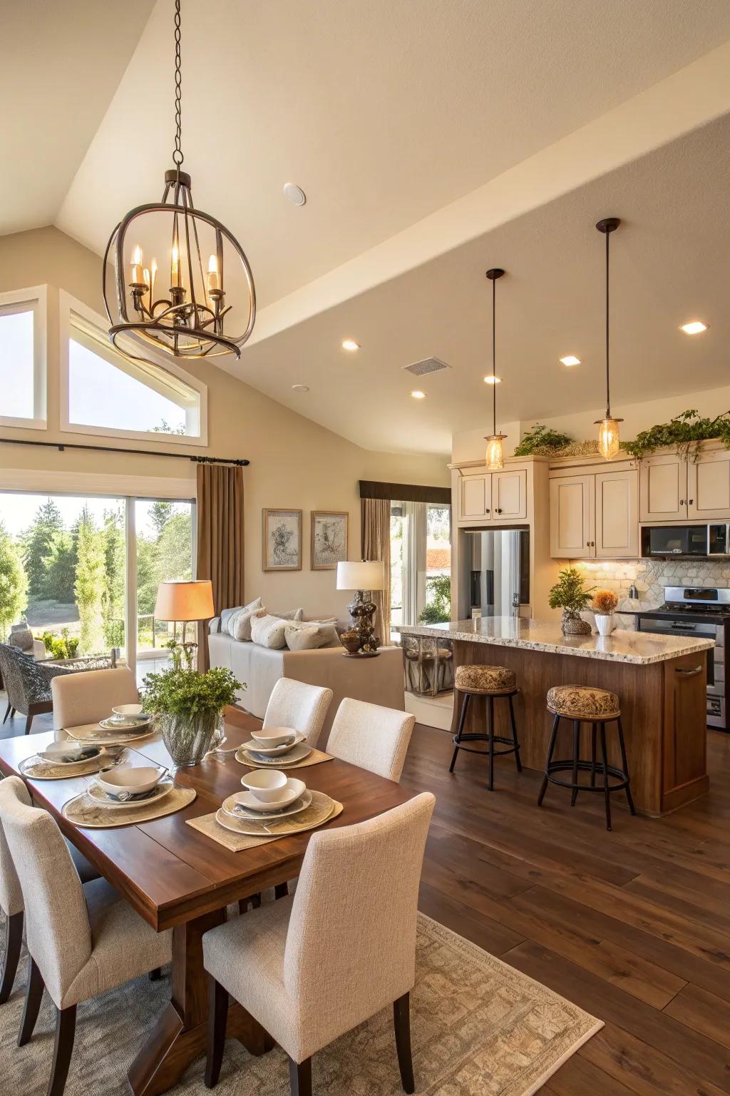 An open concept that beautifully integrates different living areas.