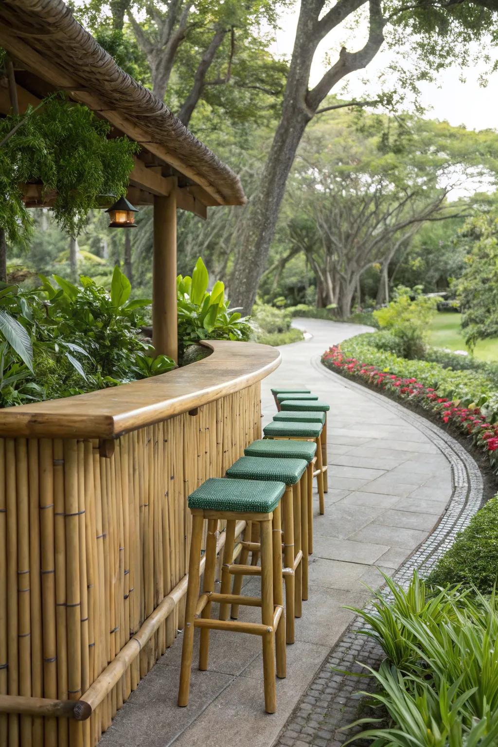 A bamboo bar base creates an authentic island vibe.