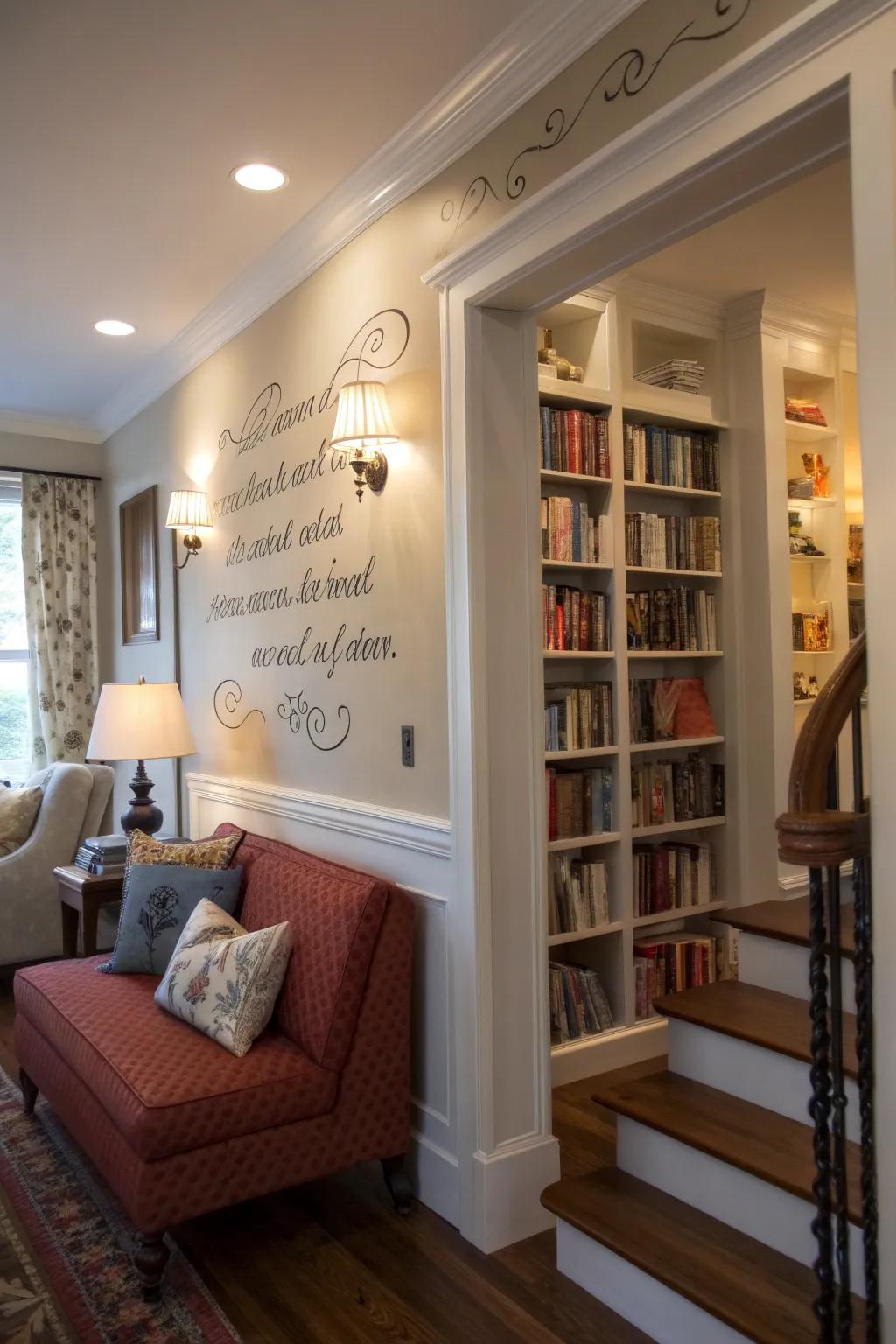 An inspiring quote wall can set just the right vibe for your reading spot.