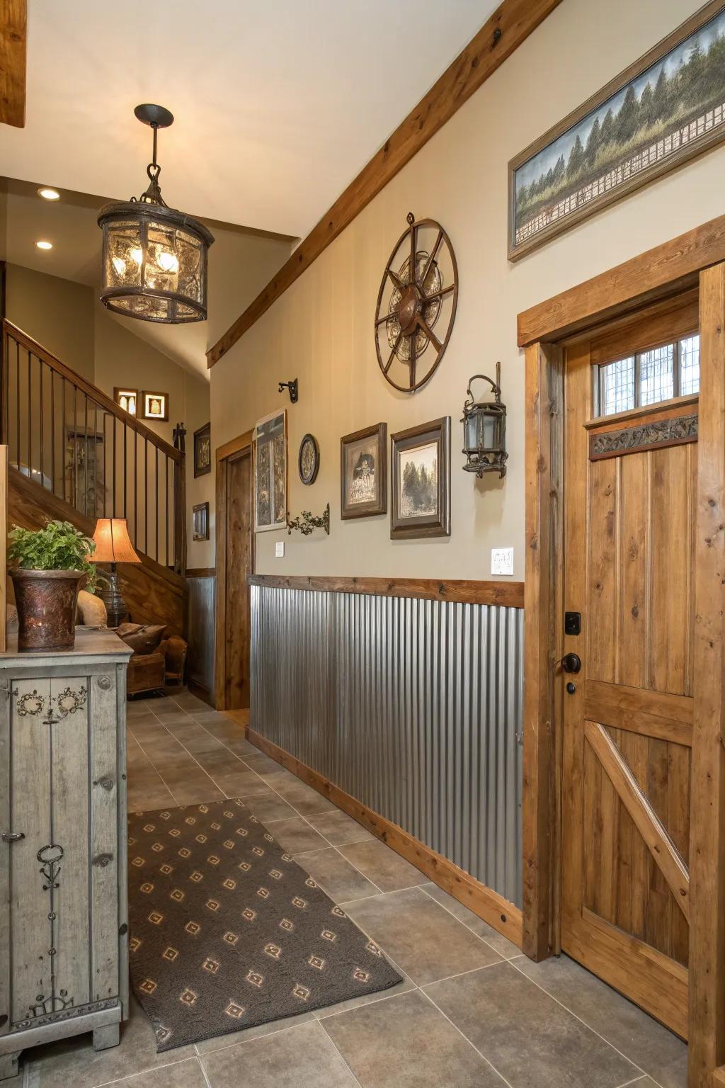 Make a stunning first impression with metal wainscoting in your entryway.