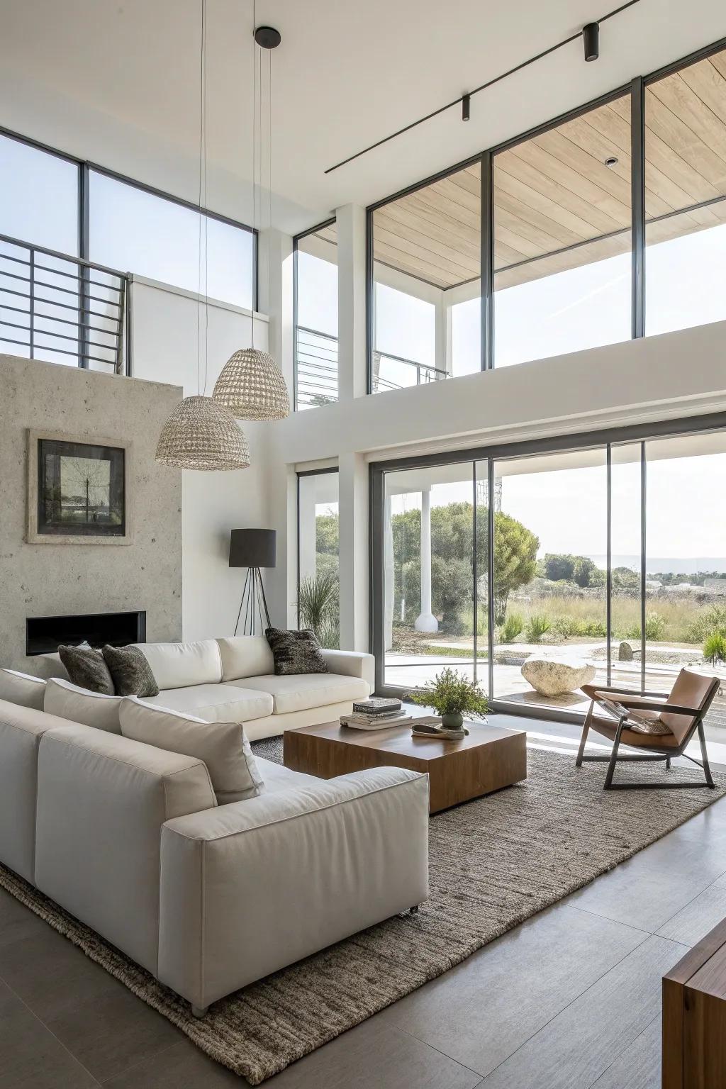 A living room showcasing simple design elements, radiating calm.