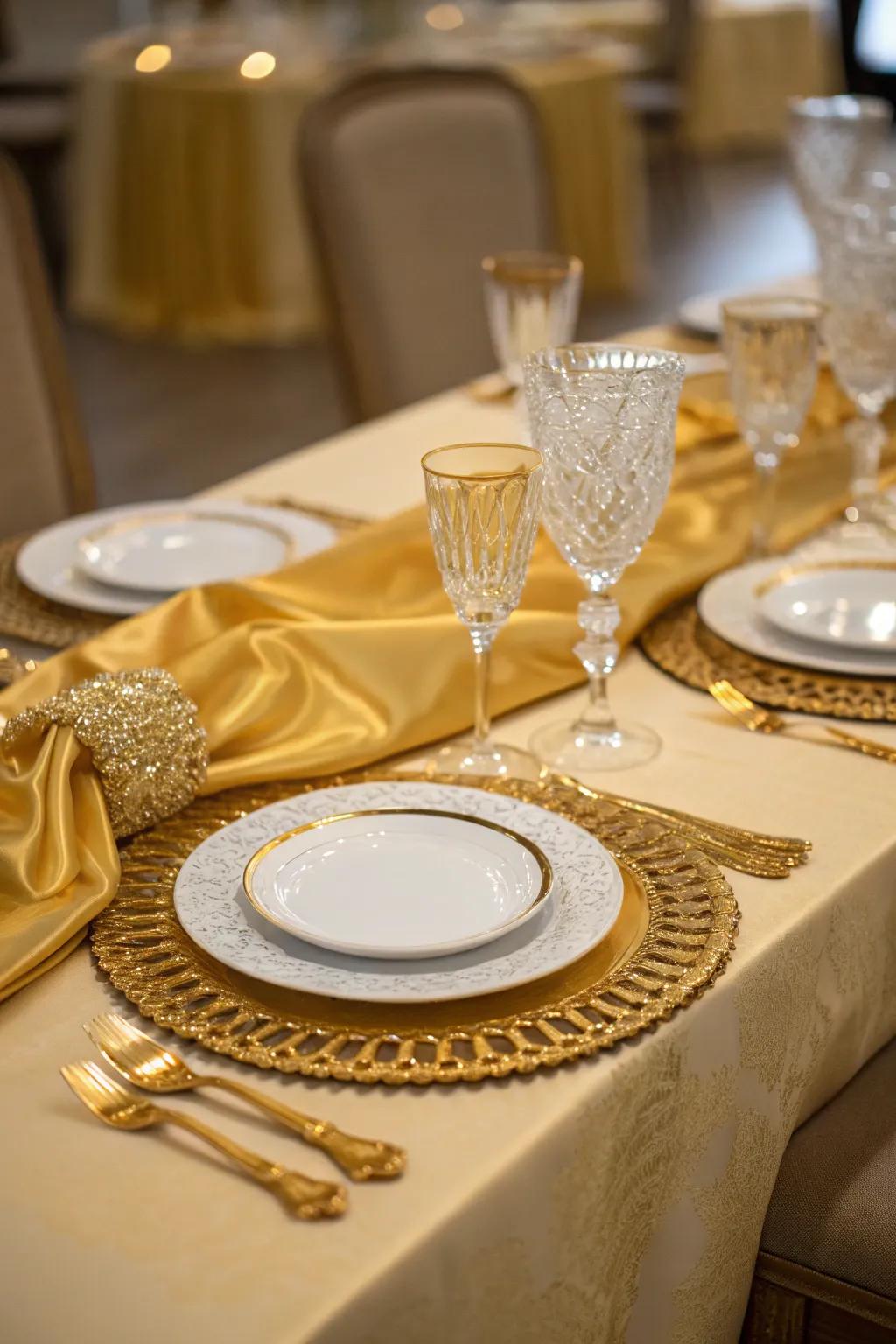 Lush silken paths enrich your prom table with a hint of grandeur.