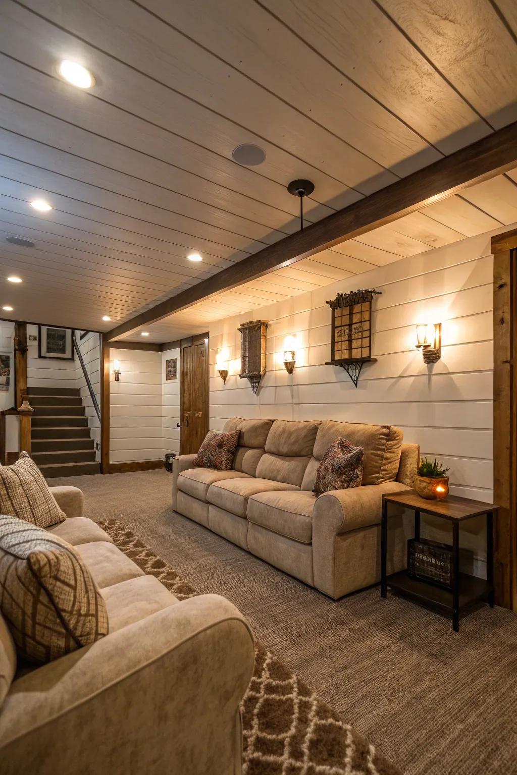 A warm living space made better with board and batten.