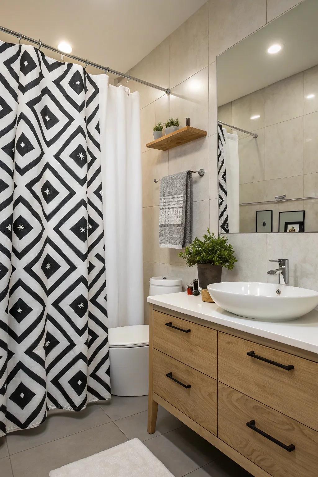 Striking geometric patterns can infuse your bathroom with tons of style.