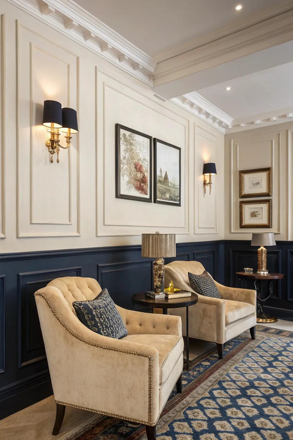 Rich navy <strong><em>skirting boards</em></strong> create a striking contrast with cream walls.” loading=”lazy” class=”pimg”>
	</picture><figcaption>Rich navy <strong><em>skirting boards</em></strong> create a striking contrast with cream walls.</figcaption></figure>
<p>Sometimes, all you need is a bold statement. I recall when I painted my <strong><em>skirting boards</em></strong> a rich navy against a backdrop of cream walls; it completely changed the room into a refined sanctuary.</p>
<h3>You might give these a try:</h3>
<ul class=