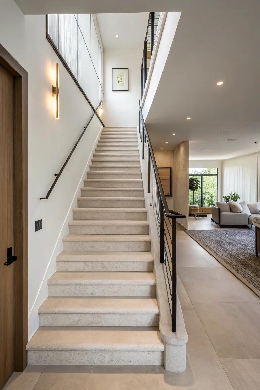 Minimalist design with sleek lines can give your staircase a modern edge.