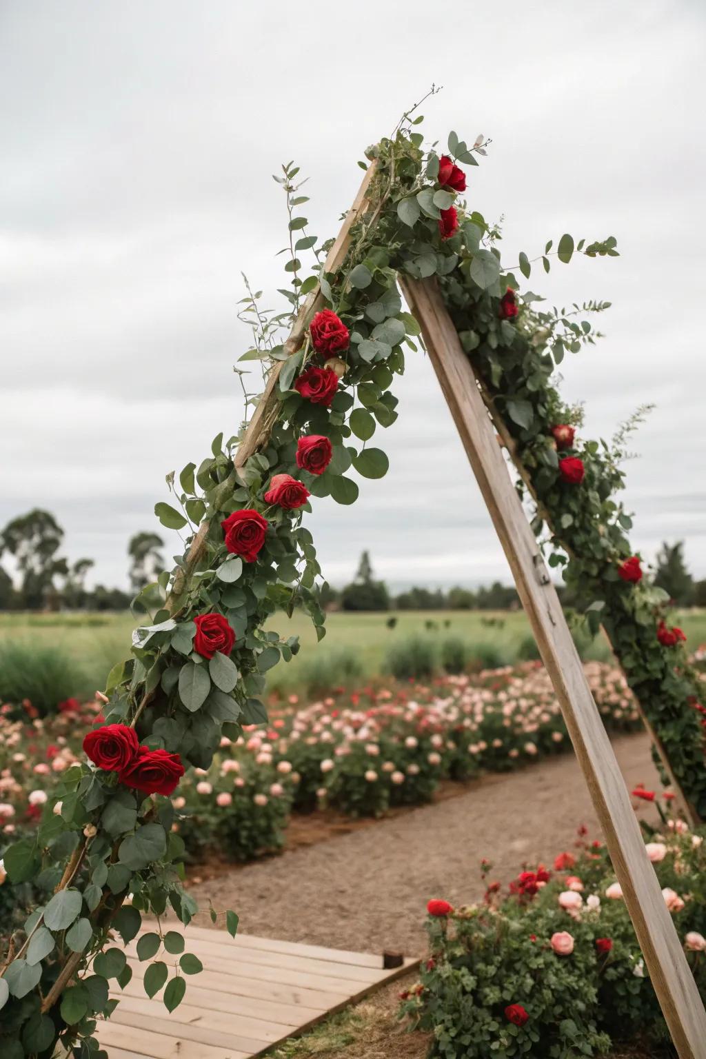 A floral triangle arch that exudes elegance and romance, perfect for any occasion.