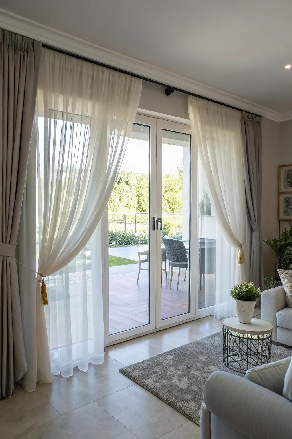 Layered valances offer depth and masterful light control.