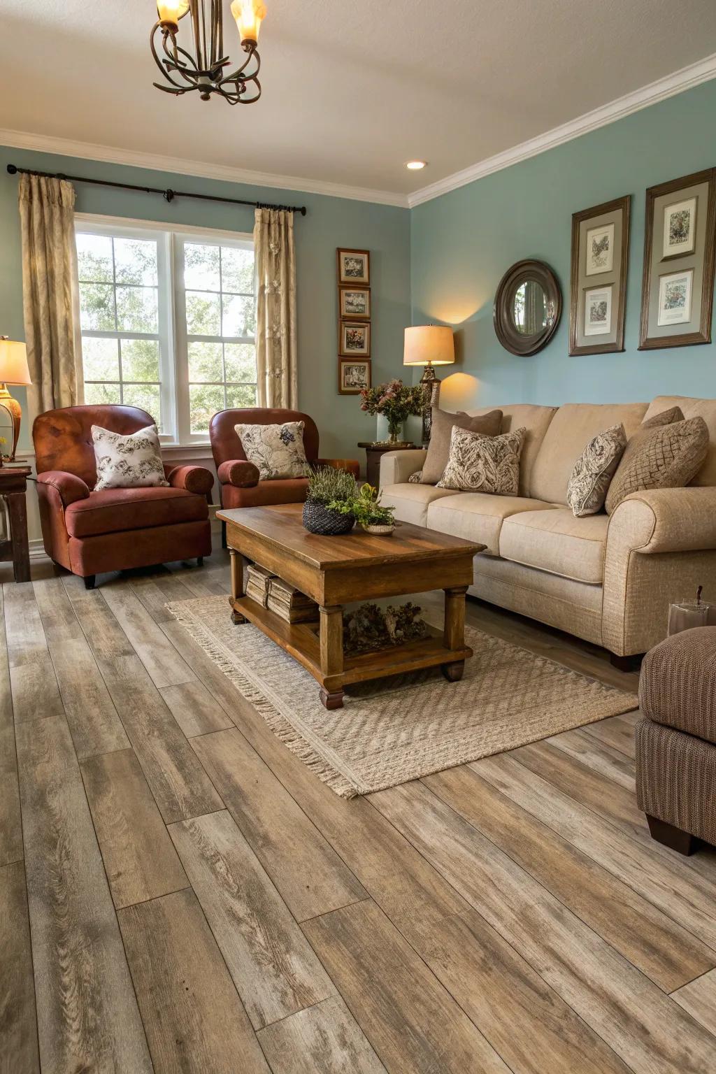 Enjoy the inviting feel of natural timber with the practicality of vinyl.