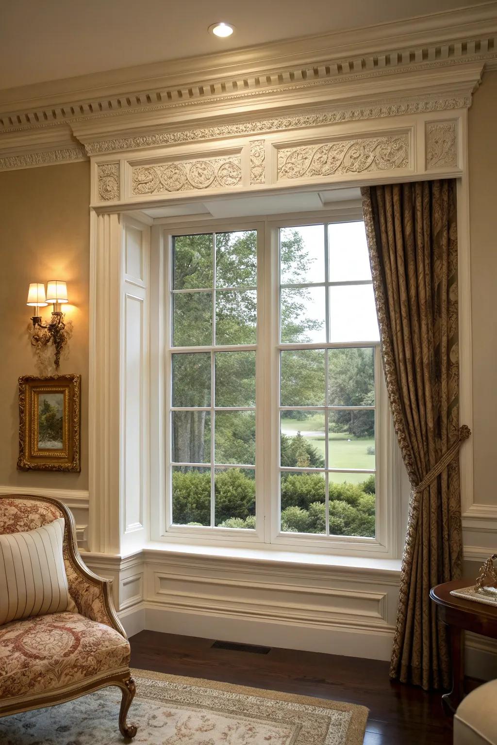 Upper wall trim adds sophistication to your window trim.