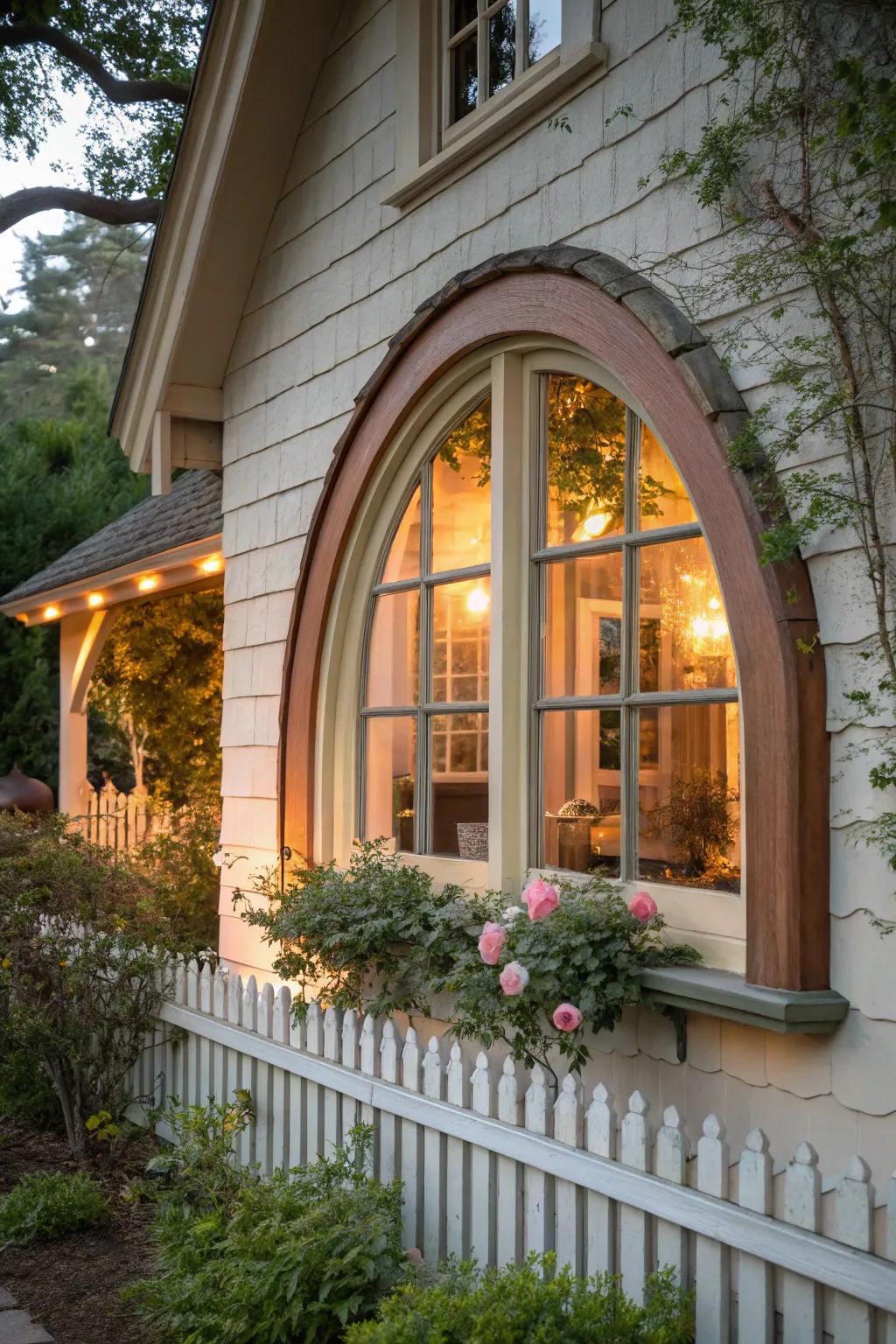 Bending lines create a soft, welcoming look for any arch window.