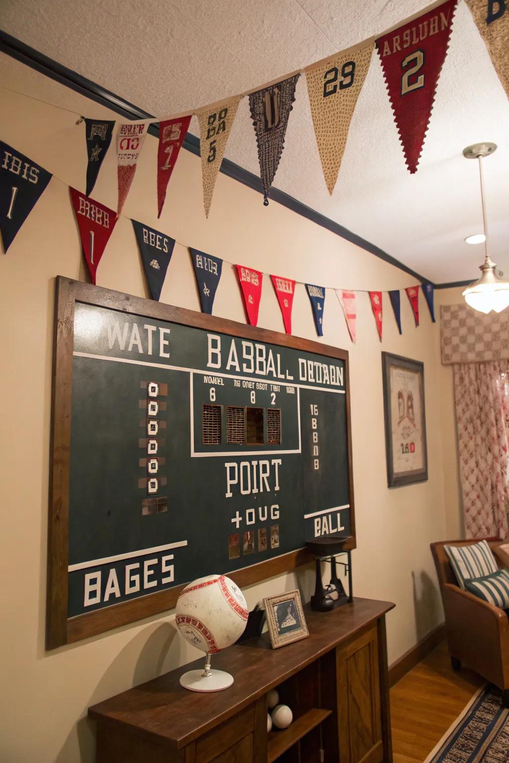 Add character with vintage baseball memorabilia that tells a story.