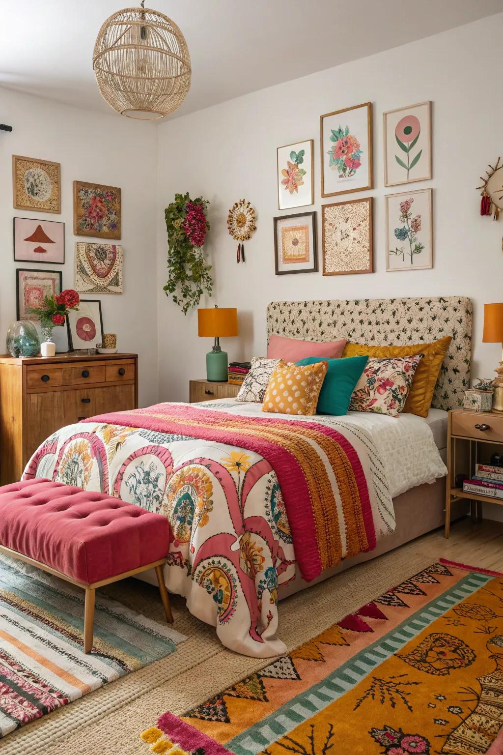 An eclectic decor style injects character and charm into your bedroom.