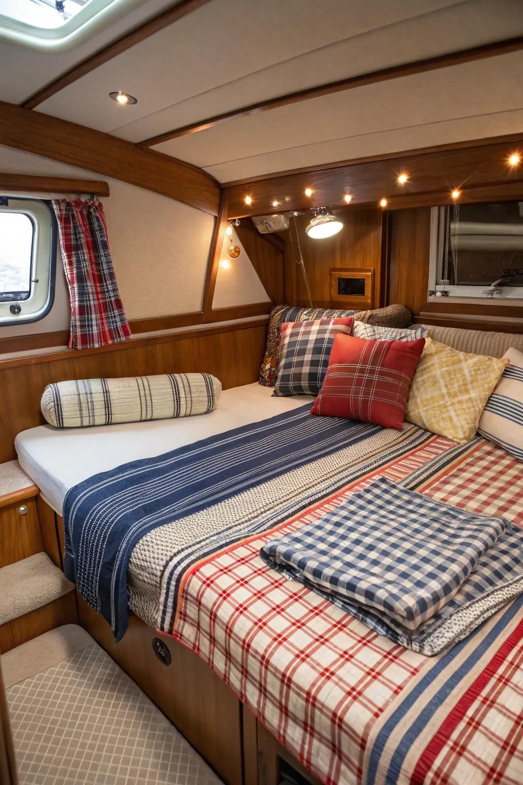 Patterned fabrics will add some visual interest to your space.