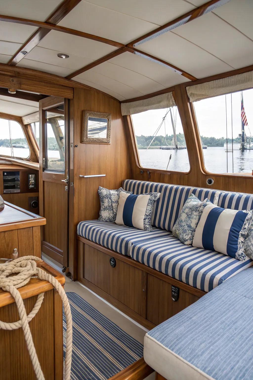 Embrace nautical themes for a harmonious and thematic boat interior.