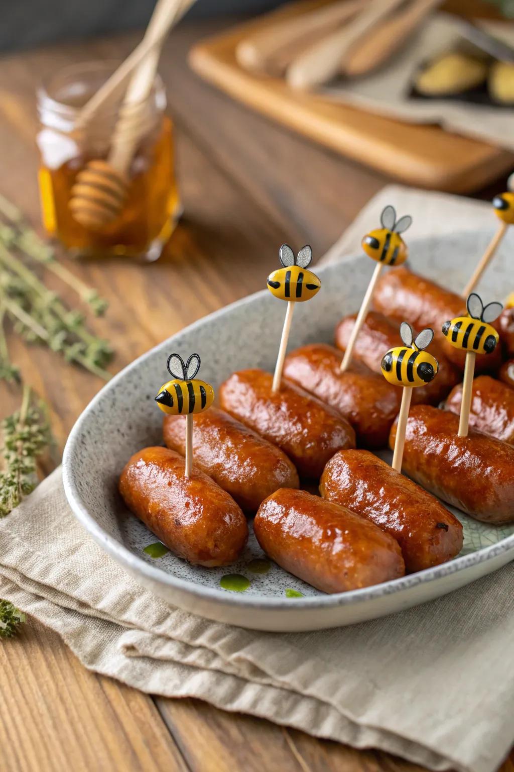Savory bee nibbles, a delightful surprise for your guests.