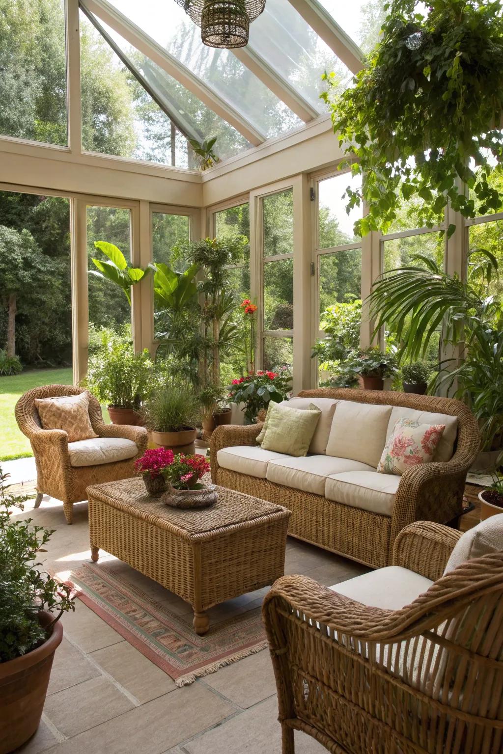 Exterior furniture introduces a refreshing and natural vibe indoors.