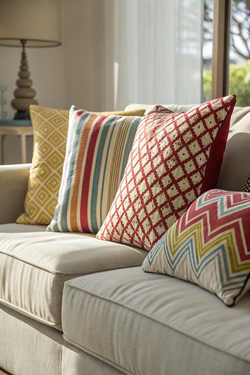 Mixing patterns adds a playful, coastal flair.