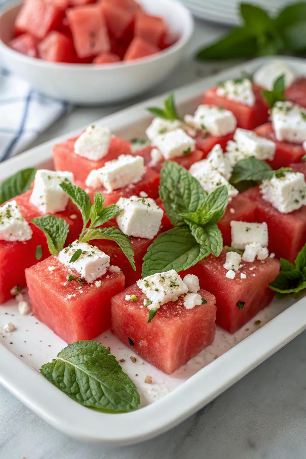 Invigorating melon and creamy cheese morsels ideal for warm-weather get-togethers.