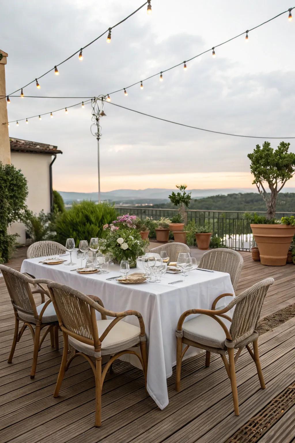 An open-air eating area invites shared meals and gatherings.