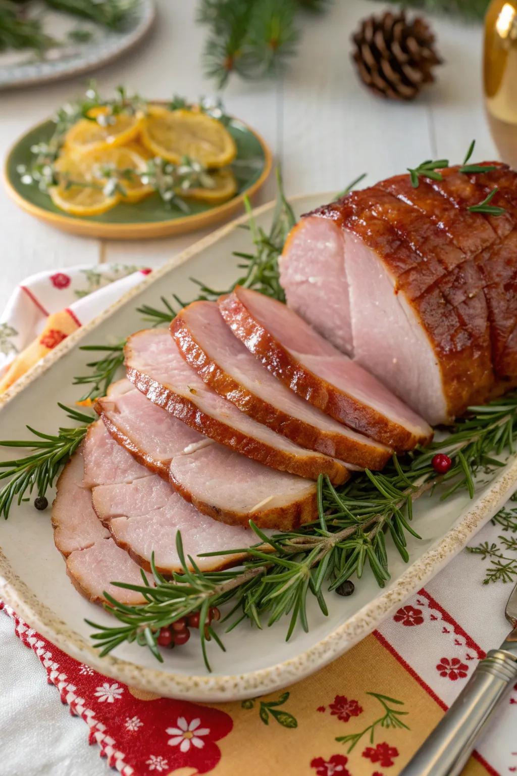 Glazed ham slices, a savory centerpiece for Easter brunch.