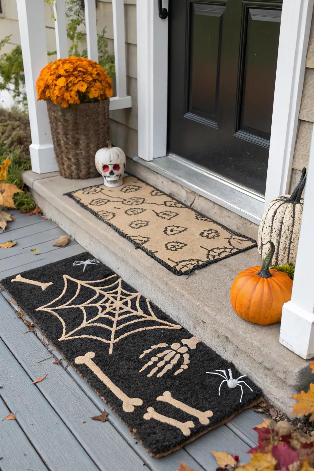 Bones and skeletons create a hauntingly fantastic entrance.