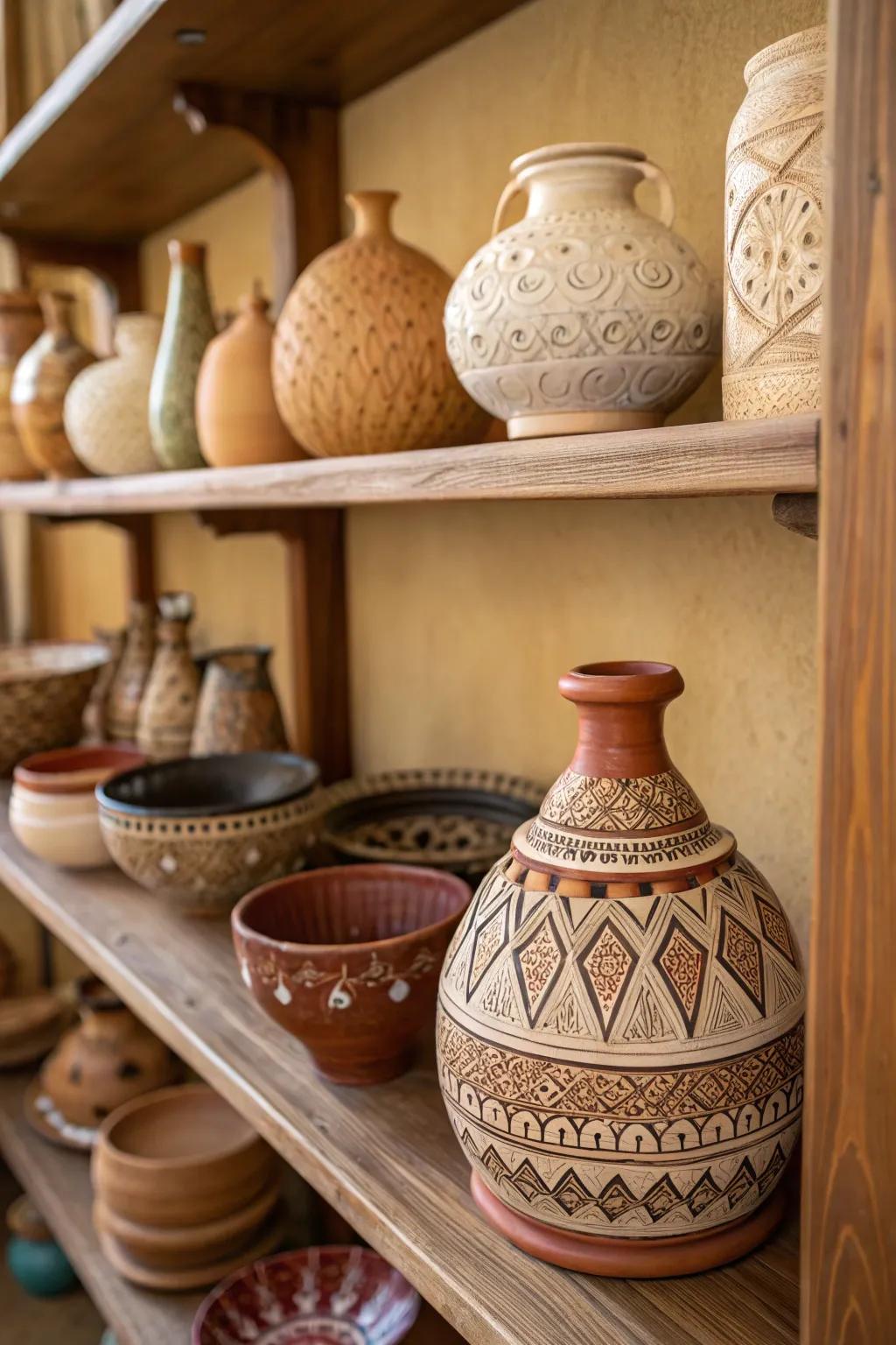 Handcrafted pottery that adds an artisanal touch.