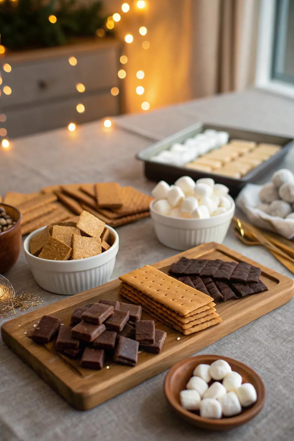 An indoor s'mores station is a delightful treat for your BBQ guests.