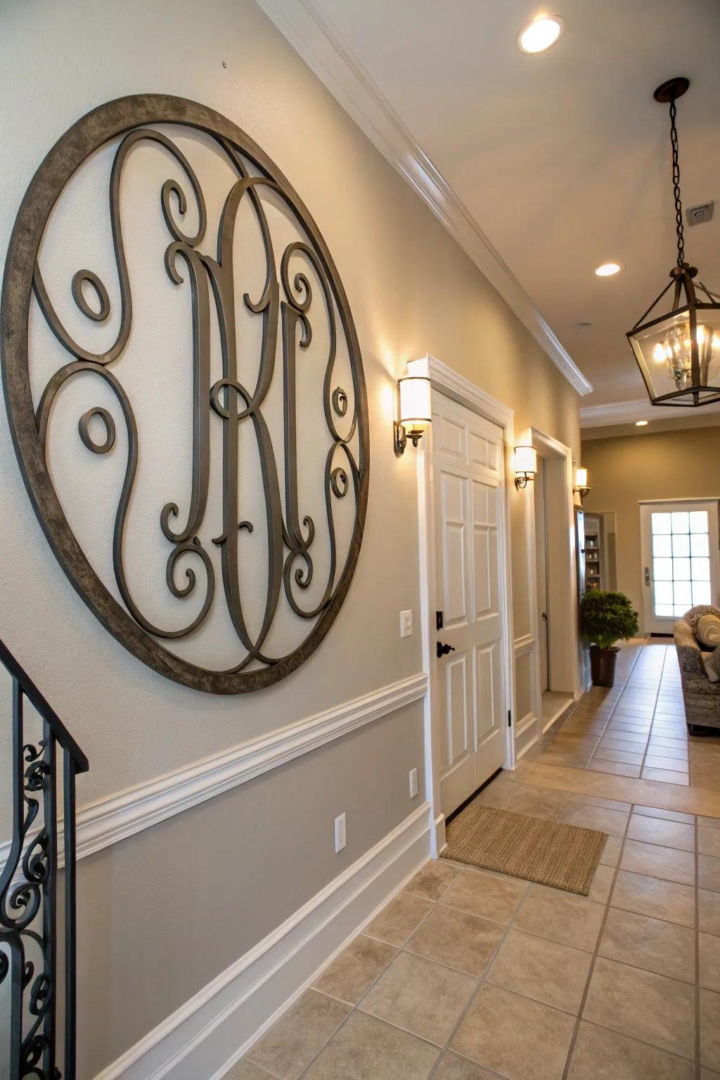 Metal monogram signs offer durability and sophistication.