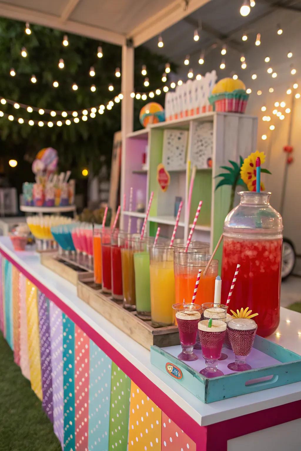 A themed cocktail station adds a festive touch.