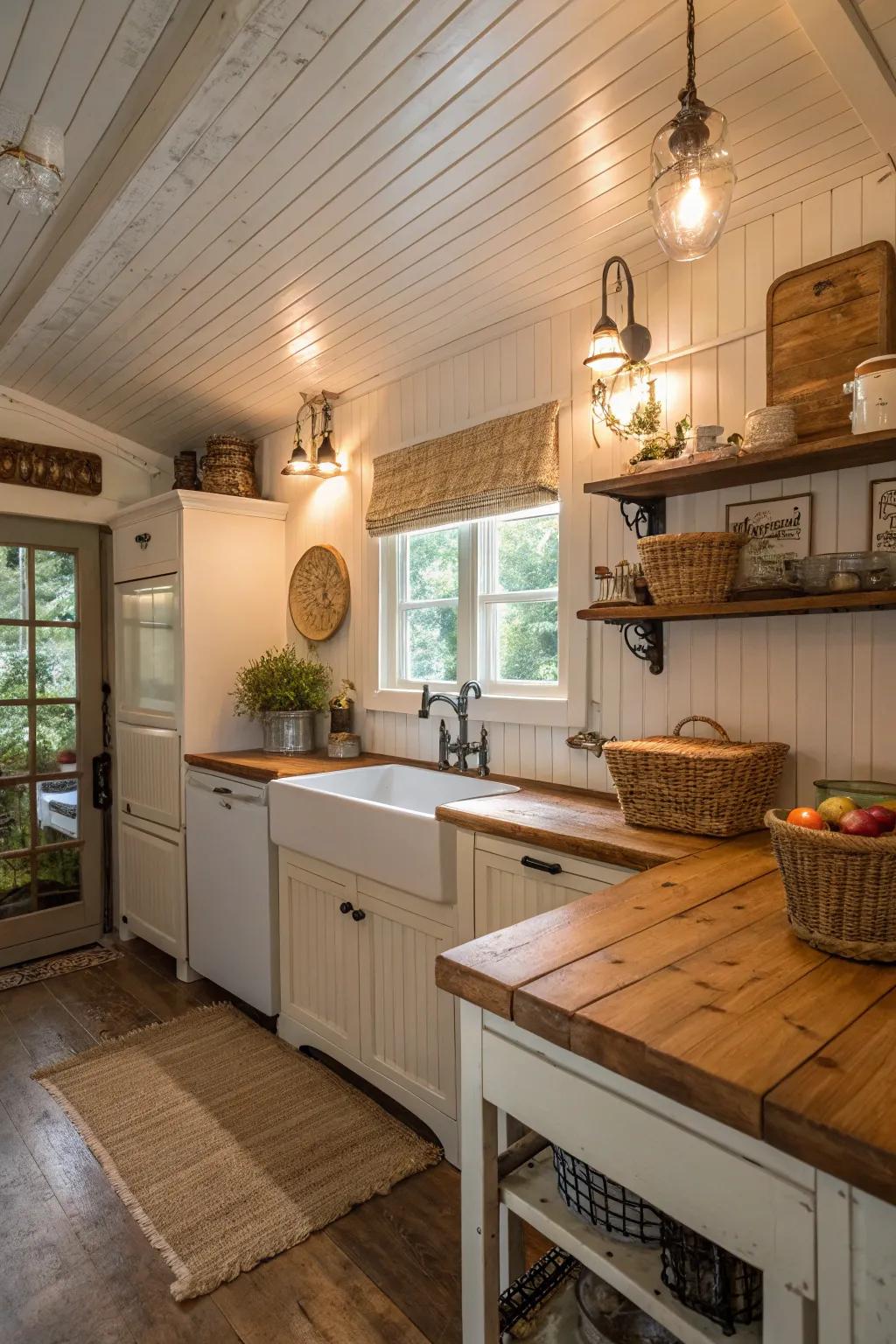 Add cottage charm with a beadboard ceiling.