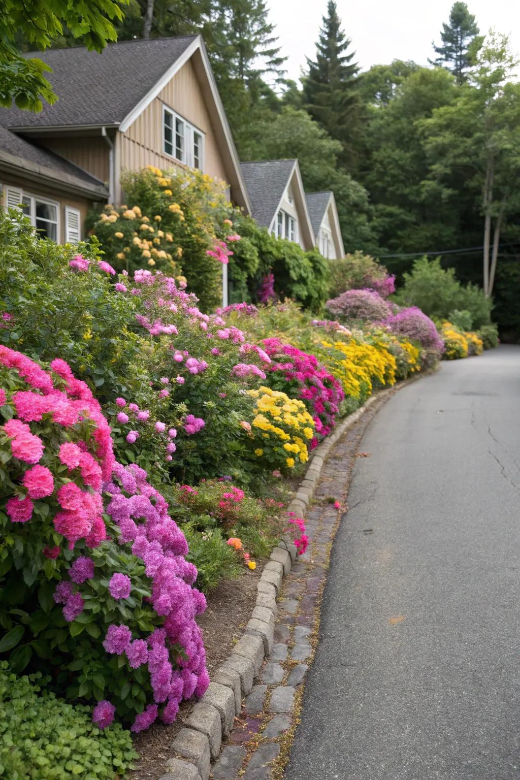 Seasonal blooms create a colorful and inviting welcome.
