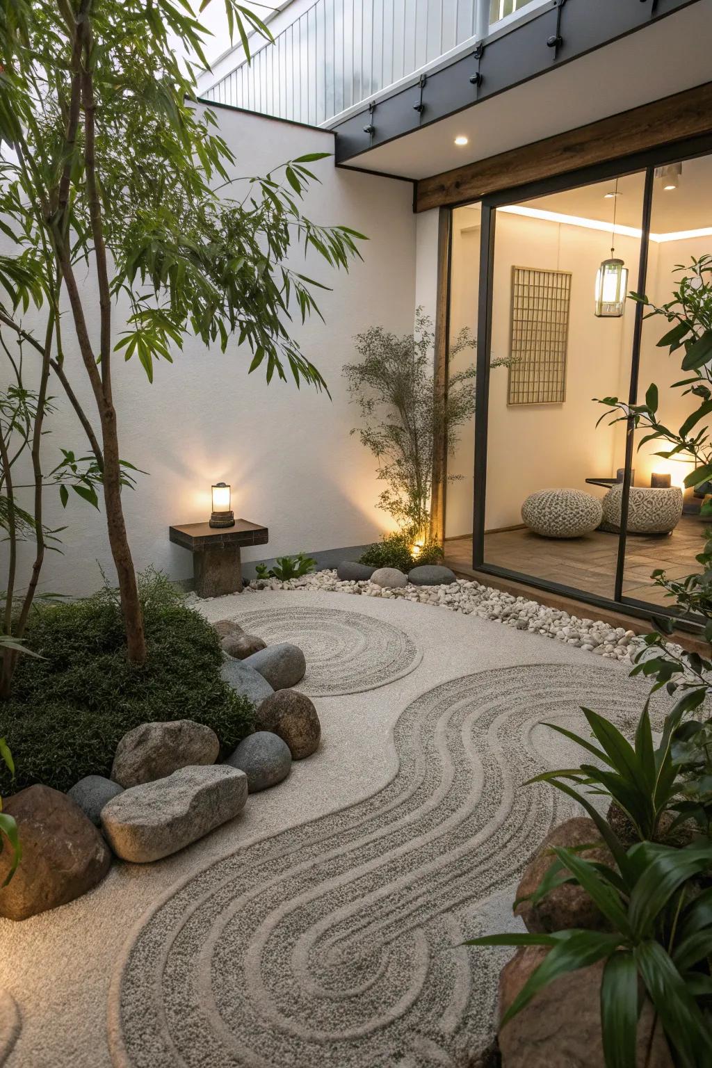 Find peace and relaxation in a Zen-inspired garden space.