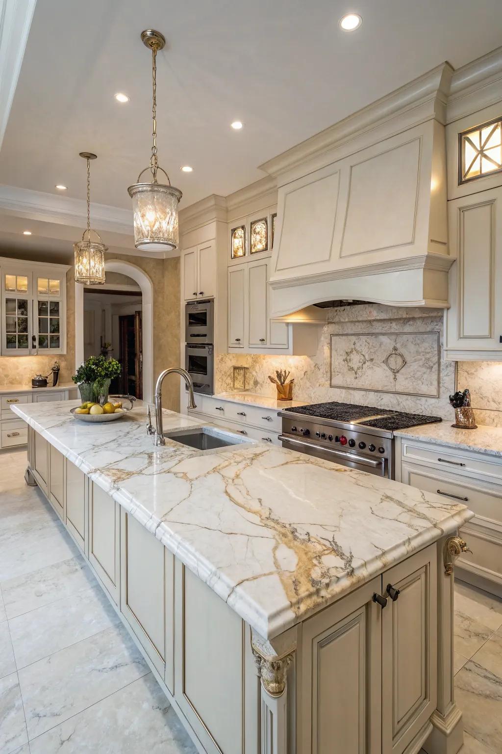 Native rock tiles bring timeless elegance to this kitchen.