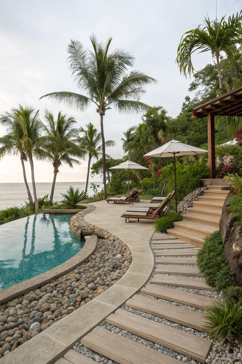 Feel like you're at the beach with a beach-style pool deck.