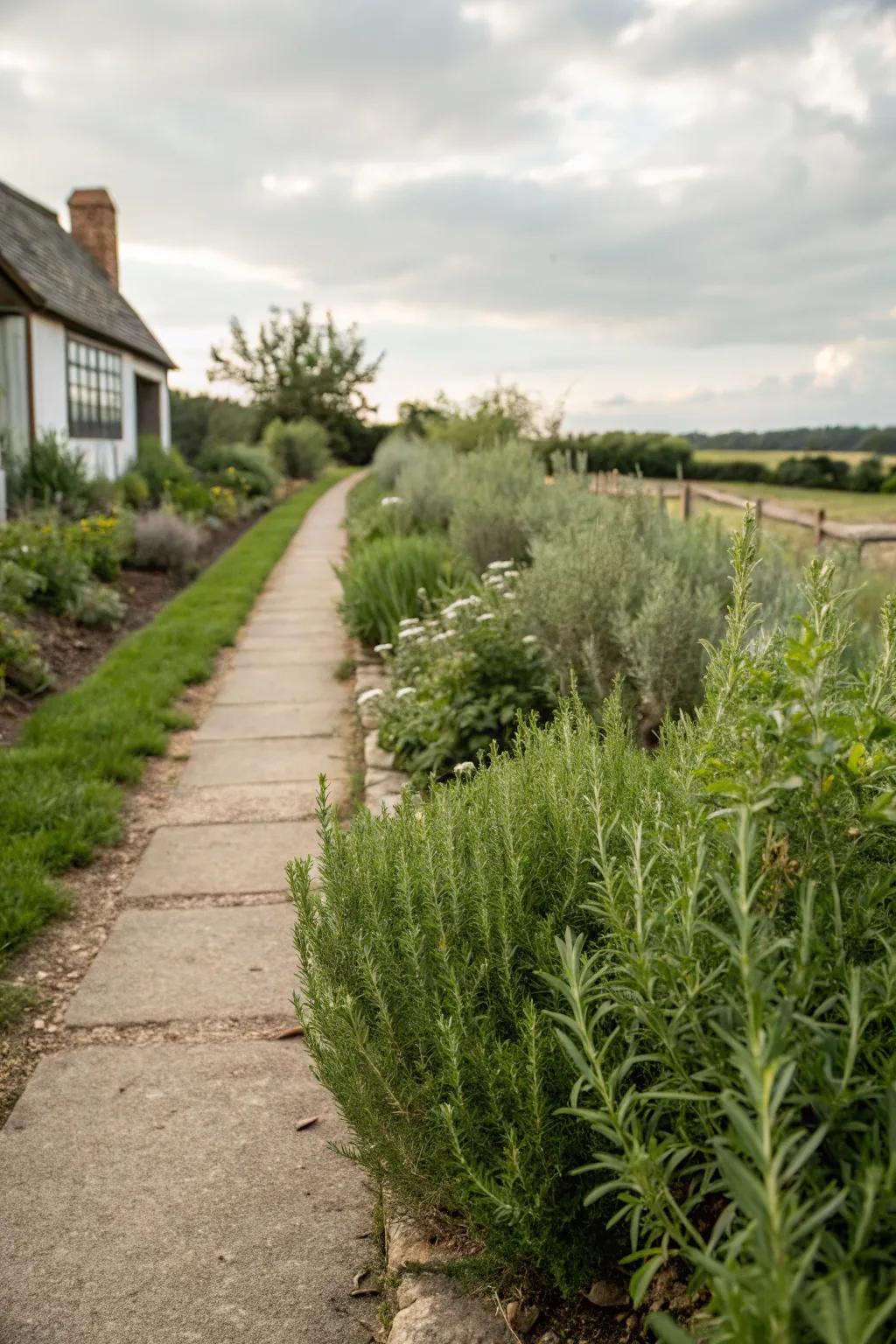 Fragrant herb borders add practicality and charm.