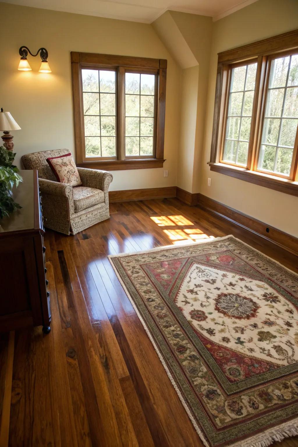 Elegant flooring choices enhance the luxury of this small cigar room.