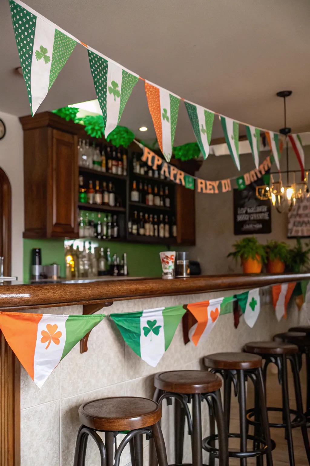 DIY Irish flag bunting adds a personal and patriotic touch to your decor.