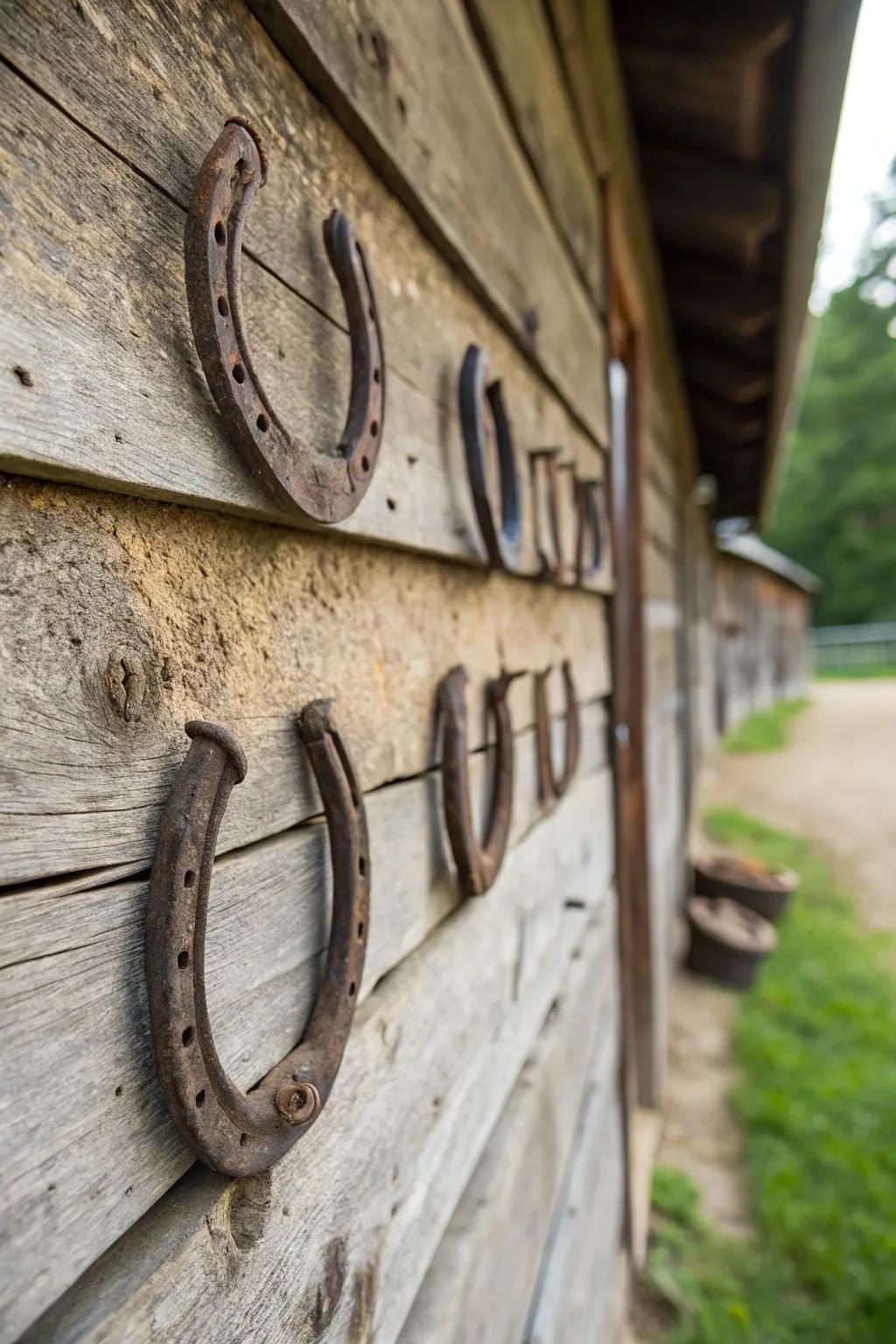 Attract good omens with horseshoe wall ornamentation.